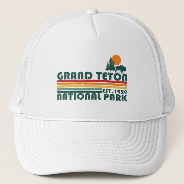 Grand Teton mountains National Park Wyoming Trucker Hat (Front)