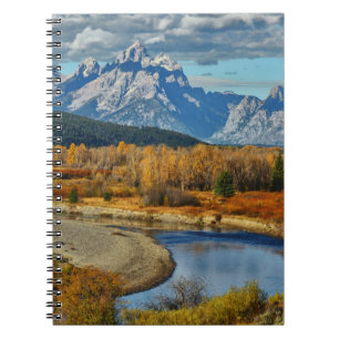 Grand Teton Mountains River View in Autumn Notebook