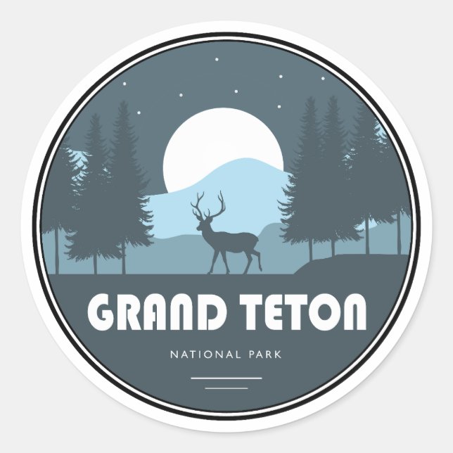 Grand Teton National Park Deer Classic Round Sticker (Front)