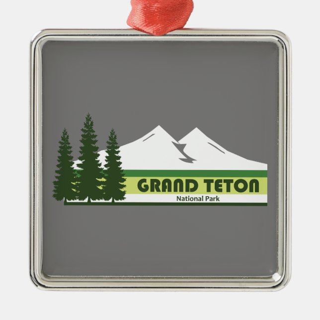 Grand Teton National Park Green Stripes Metal Ornament (Front)