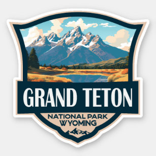 Grand Teton National Park Illustration Retro