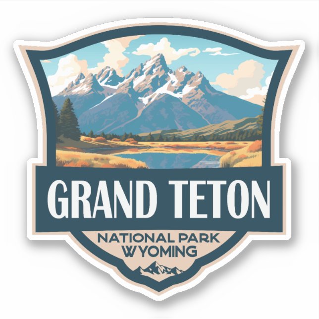 Grand Teton National Park Illustration Retro (Front)