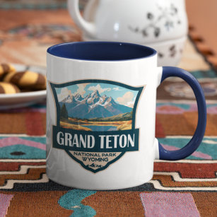 Grand Teton National Park Illustration Retro Mug