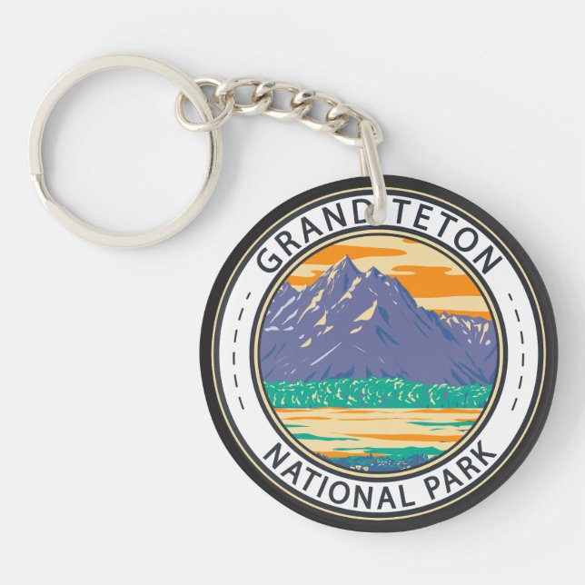 Grand Teton National Park In Spring Badge Key Ring (Front)