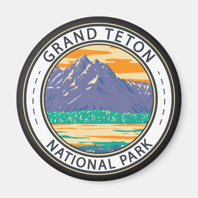 Grand Teton National Park In Spring Badge Magnet (Front)