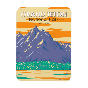 Grand Teton National Park In Spring Vintage Magnet