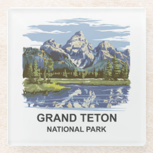 Grand Teton National Park Landscape  Glass Coaster