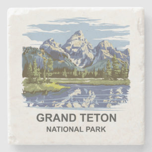 Grand Teton National Park Landscape Stone Coaster