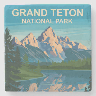 Grand Teton National Park Landscape Travel Art Stone Coaster
