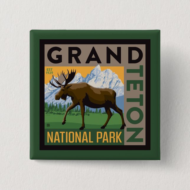 Grand Teton National Park Moose 15 Cm Square Badge (Front)