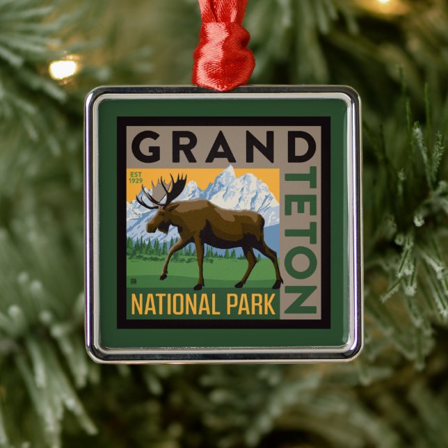 Grand Teton National Park Moose Metal Ornament (Tree)