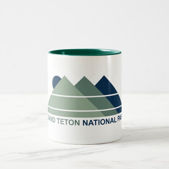 Grand Teton National Park Mountain Sun Two-Tone Coffee Mug (Center)