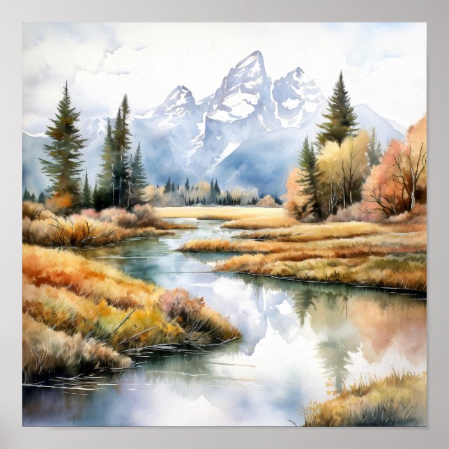Grand Teton National Park Painting Poster (Front)