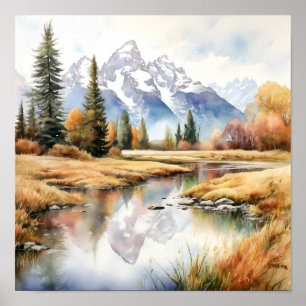 Grand Teton National Park Painting Poster