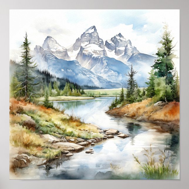 Grand Teton National Park Painting Print (Front)