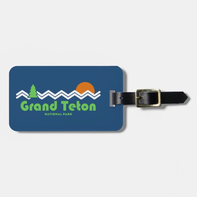 Grand Teton National Park Retro Luggage Tag (Front Horizontal)