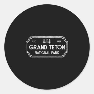 Grand teton national park retro outdoors hike classic round sticker