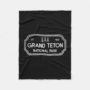 Grand teton national park retro outdoors hike fleece blanket