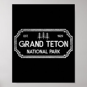 Grand teton national park retro outdoors hike poster