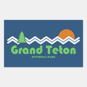 Grand Teton National Park Retro Rectangular Sticker