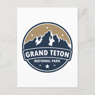 Grand Teton National Park Round Emblem Postcard