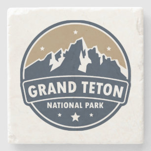 Grand Teton National Park Round Emblem Stone Coaster