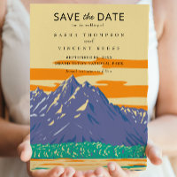 Grand Teton National Park Save The Date Retro