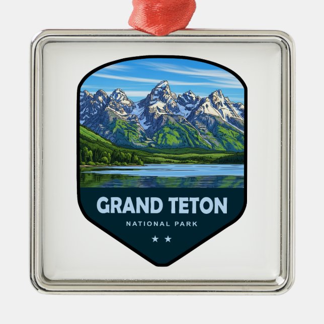 Grand Teton National Park Shield Metal Ornament (Front)