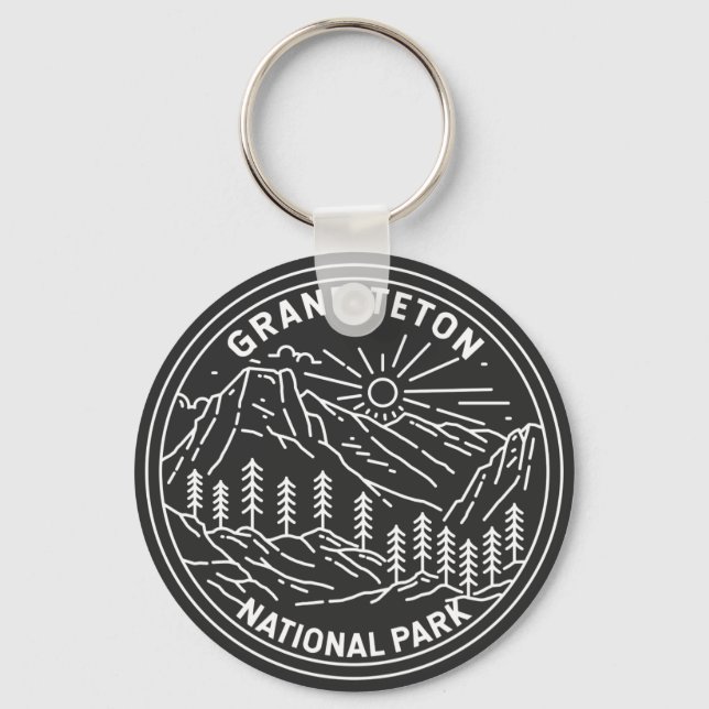 Grand Teton National Park Vintage Monoline  Key Ring (Front)