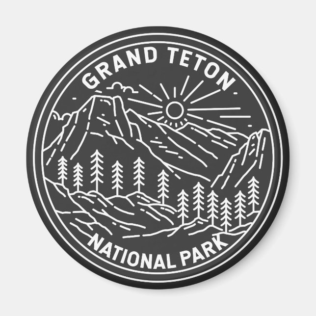 Grand Teton National Park Vintage Monoline  Magnet (Front)