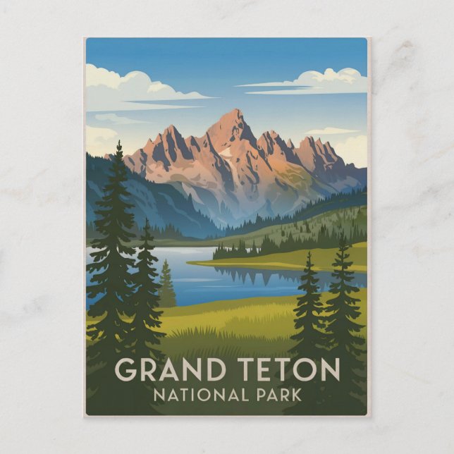 Grand Teton National Park Vintage Postcard (Front)