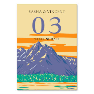 Grand Teton National Park Wedding Retro Table Number