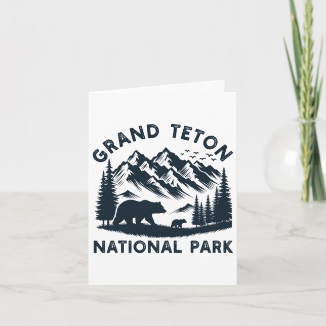 Grand Teton National Park Wyoming Bear Hiking Moun Card (Front)