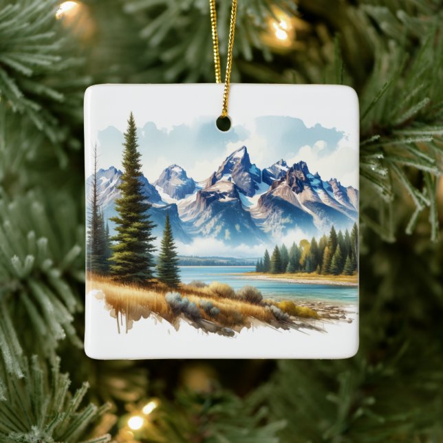 Grand Teton National Park Wyoming Ceramic Ornament (Tree)