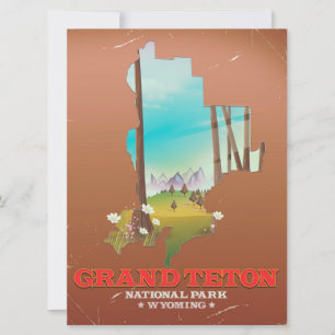 Grand Teton National Park Wyoming Map Invitation
