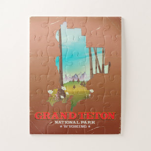 Grand Teton National Park Wyoming Map Jigsaw Puzzle