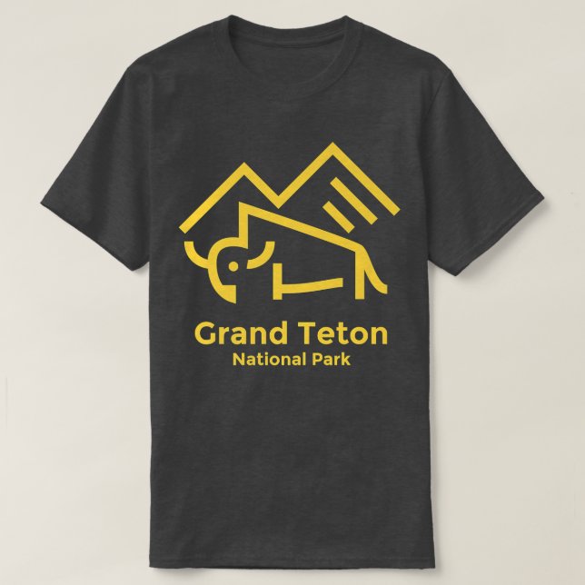 Grand Teton National Park Wyoming Minimalist Retro T-Shirt (Design Front)