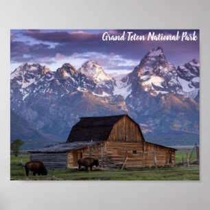Grand Teton National Park Wyoming Mountains Barn Poster