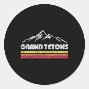 Grand Teton National Park Wyoming Retro Mountain R Classic Round Sticker