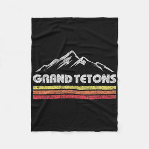 Grand Teton National Park Wyoming Retro Mountain R Fleece Blanket