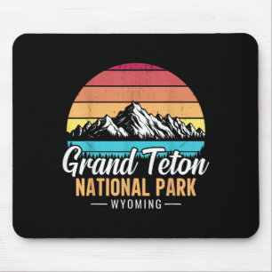 Grand Teton National Park Wyoming Retro Mountains Mouse Pad