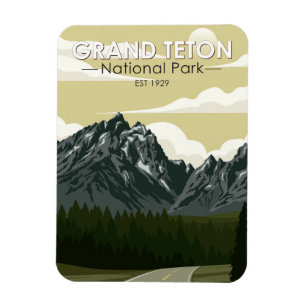 Grand Teton National Park Wyoming Road Vintage  Magnet