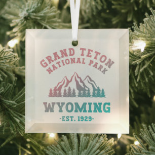 Grand Teton National Park Wyoming USA Gradient Glass Tree Decoration
