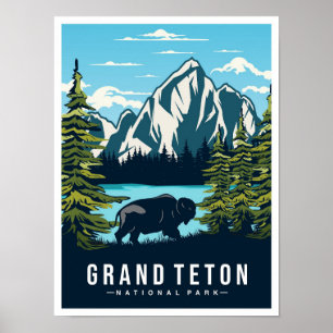 Grand Teton National Park Wyoming USA Travel Poster