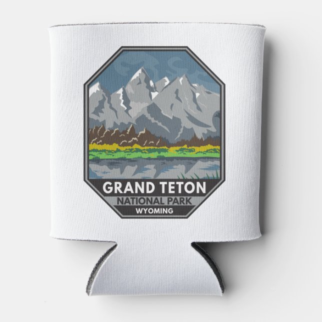 Grand Teton National Park Wyoming Vintage  Can Cooler (Front)