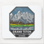 Grand Teton National Park Wyoming Vintage  Mouse Pad<br><div class="desc">Grand Teton vector artwork design. The park includes the major peaks of the Teton Range as well as most of the northern sections of the valley known as Jackson Hole.</div>