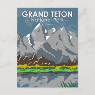 Grand Teton National Park Wyoming Vintage Postcard