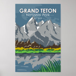 Grand Teton National Park Wyoming Vintage  Poster