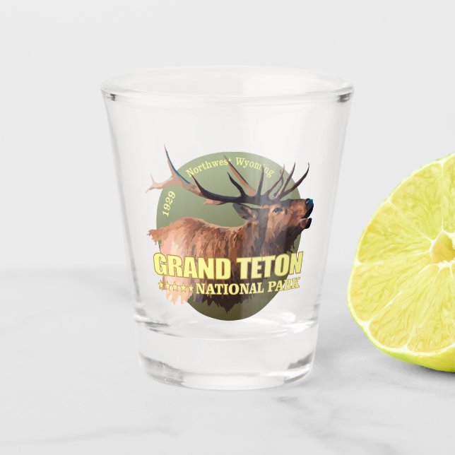 Grand Teton NP (elk) Shot Glass (Front)