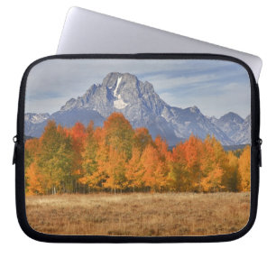 Grand Teton NP, Mount Moran and aspen trees Laptop Sleeve